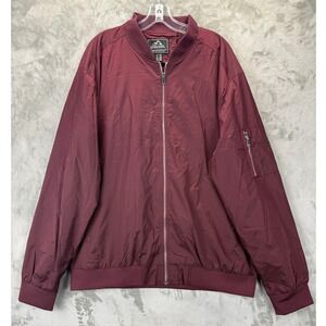 Outdoor Jacket Mens 2XL Burgundy Bomber Utility Sleeve Pocket Full Zip Maroon